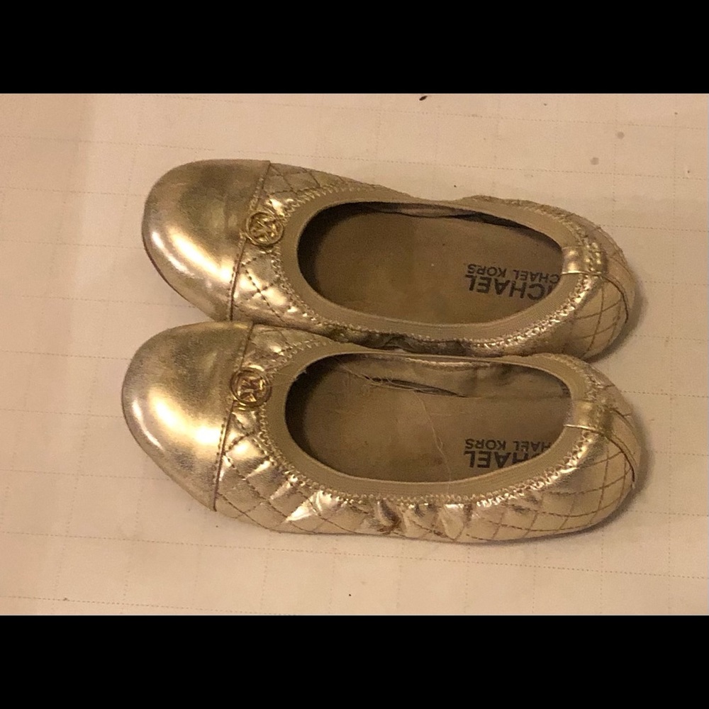 MICHAEL KORS MARILYN Gold BALLET Girls SIZE 13 PRE-OWNED